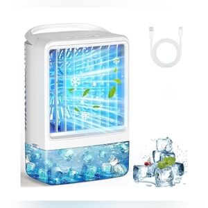 Portable Mini Air AC Cooler | 4-in-1 Desk Evaporative Cooler, Humidifier, Fan